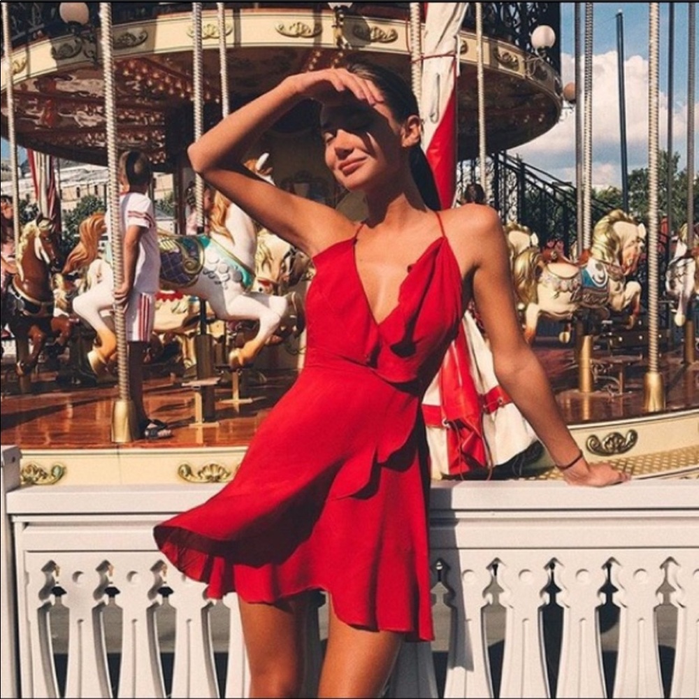 Bershka red mini wrap dress